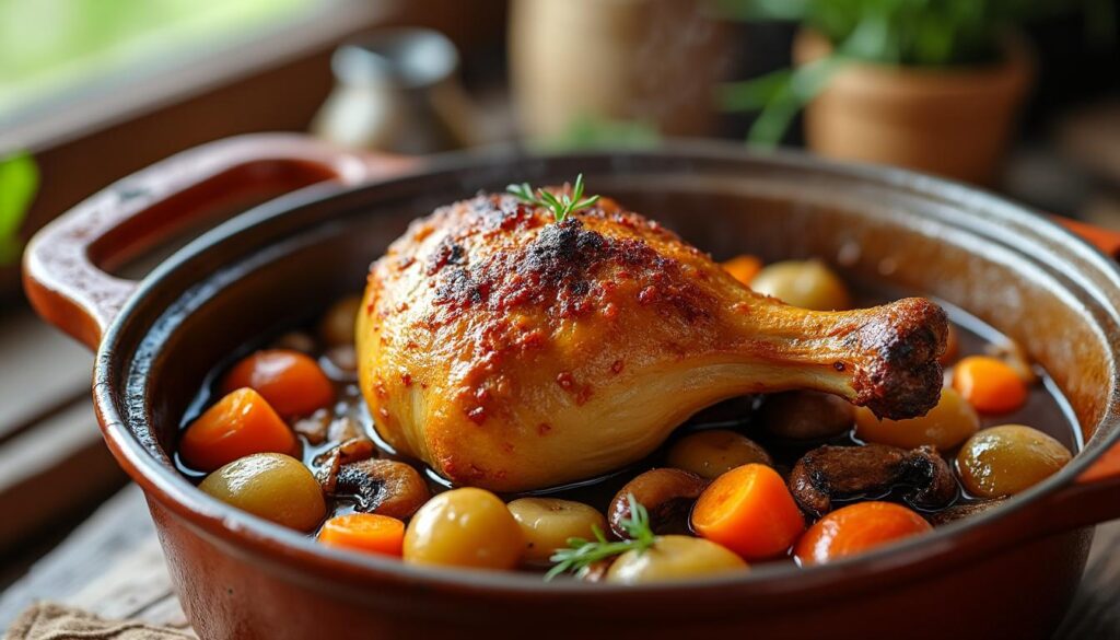 découvrez une recette facile et savoureuse de cuisse de pintade en cocotte, idéale pour un repas gourmand et rapide à préparer.