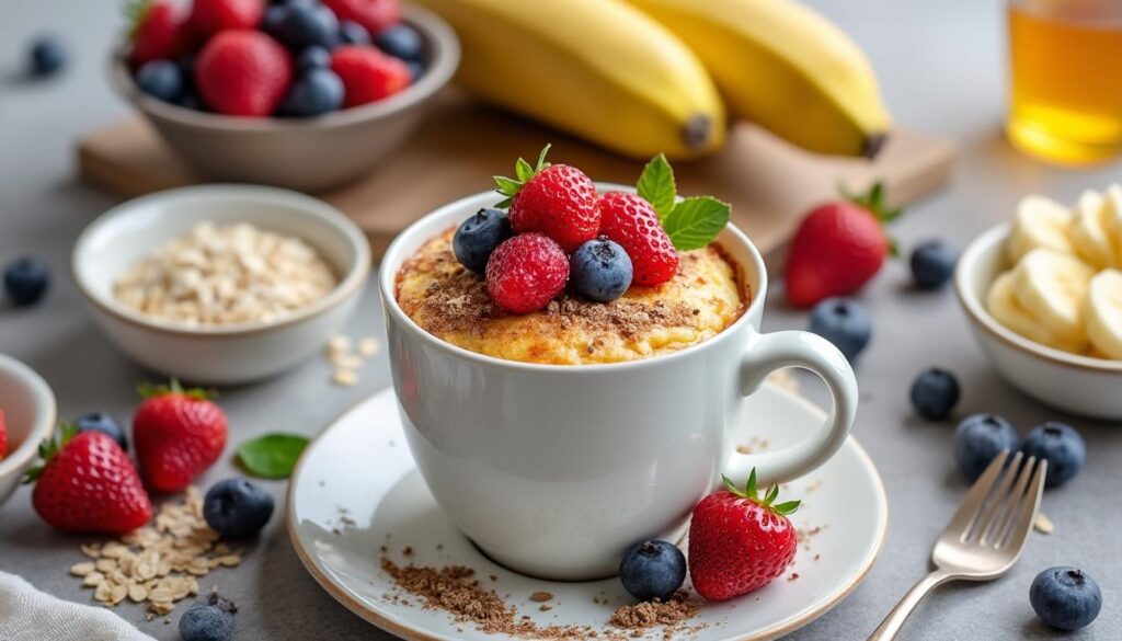 découvrez une recette facile et rapide de cake mug healthy, léger et délicieux, préparé au micro-ondes en quelques minutes.