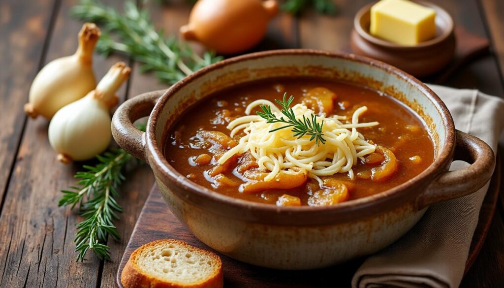 découvrez la recette traditionnelle de la soupe à l'oignon grand-mère, facile et rapide à préparer pour un délicieux repas réconfortant.