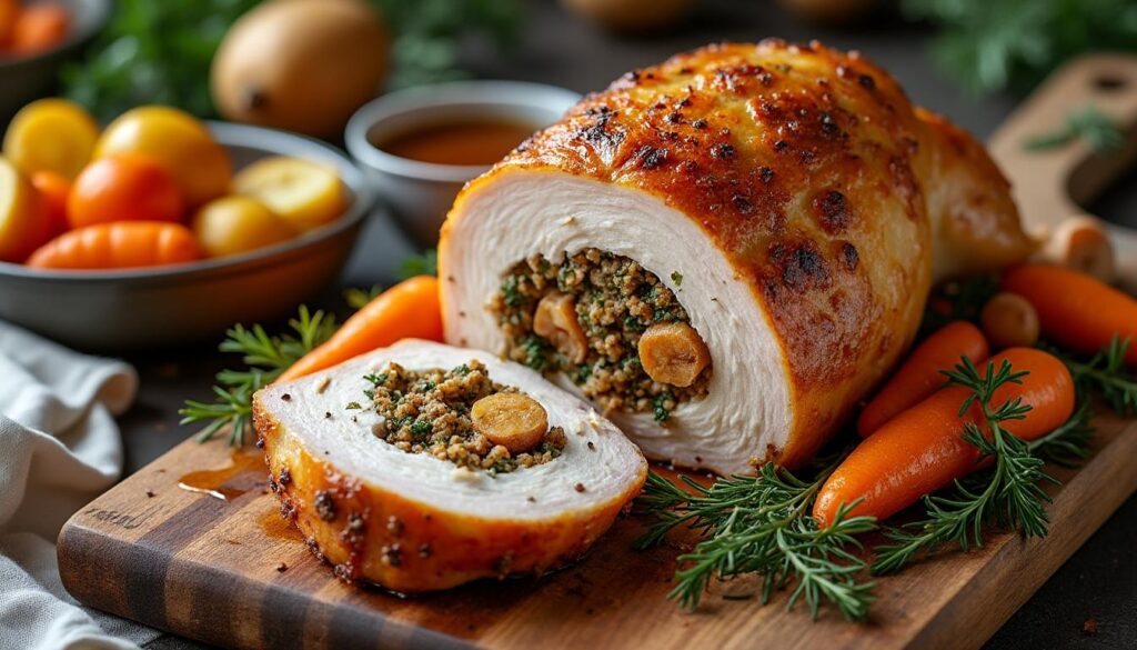 découvrez notre recette facile de rôti de chapon farci pour un plat savoureux et une cuisson parfaite, idéal pour vos repas festifs en famille ou entre amis.