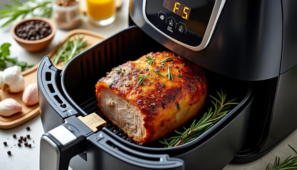 découvrez une recette simple et rapide de rôti de porc à l'air fryer, pour un plat savoureux et tendre à partager en famille ou entre amis.