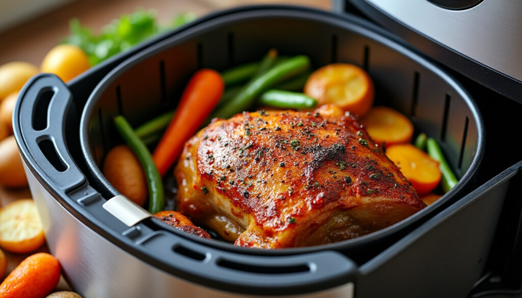découvrez une recette rapide et savoureuse de rôti de porc à l'air fryer, idéale pour un repas délicieux et facile à préparer en un rien de temps.