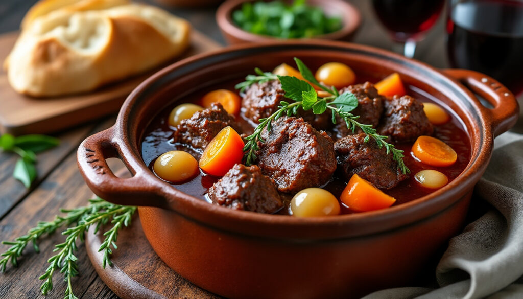 découvrez notre recette facile et savoureuse de daube de boeuf traditionnelle, un plat mijoté riche en saveurs pour régaler toute la famille.