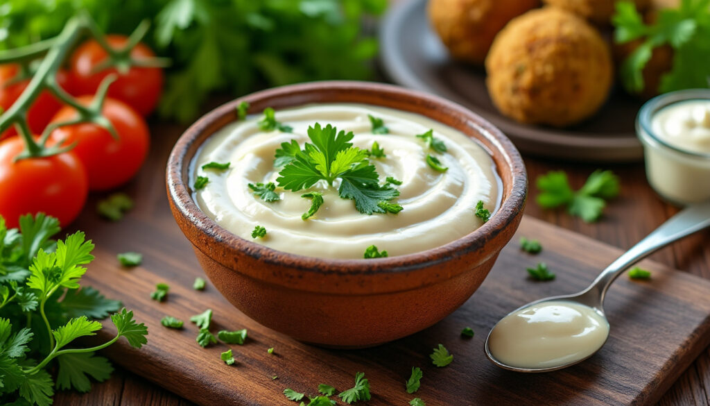 découvrez une recette simple et rapide de sauce falafel à base de yaourt, tahini et herbes fraîches, idéale pour accompagner vos plats méditerranéens.